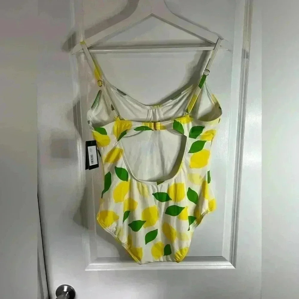 NWT Kate Spade Women’s Ivory Lemon One-Piece Swimsuit - Size Large - Picture 3 of 6
